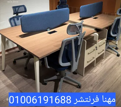 خلية عمل مكتبية سطح قرصة أرو طبيعى مع الادراج