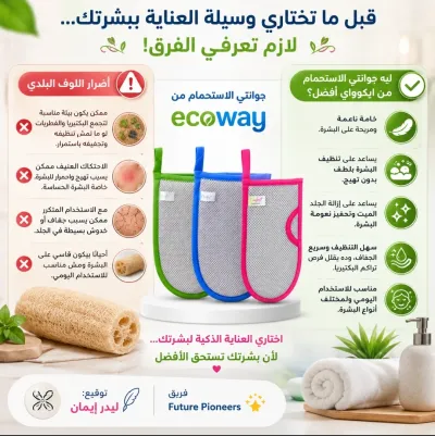 ليفه الاستحمام من إيكوواي ومزوده بأيونات الفضة