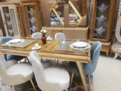 بيع سفرة مودرن كامله خشب زان بالاسكندرية