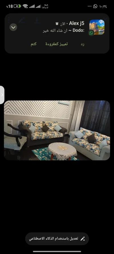 بيع انتريه ٢كنبه وكرسي