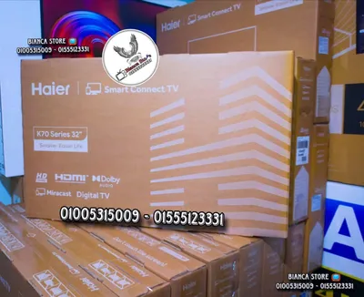 شاشة تلفزيون 32 بوصة هاير رسيفر داخلي فريمليس ميراكاست جديدة H32K70E 