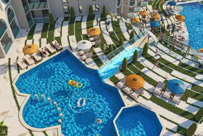 شقة 106م غرفتين وصالة عقد اخضر SEA&POOL VIEW